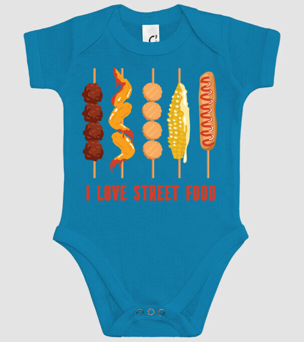I Love Street Food model turcoaz pe tricou