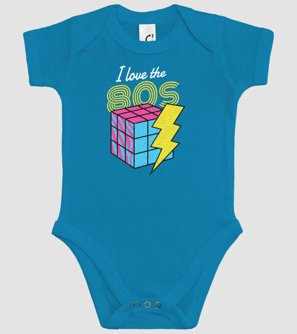 I love the 80s Cub Rubik model turcoaz pe tricou