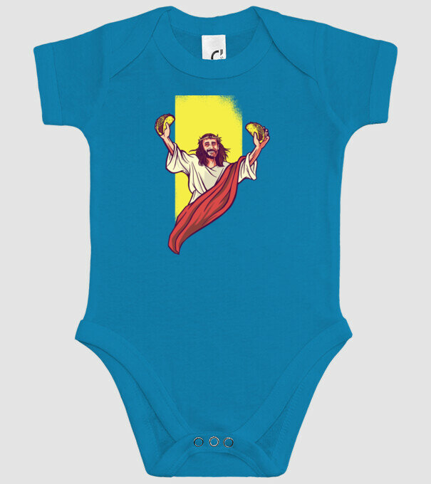Isus cu Taco tricou amuzant model turcoaz pe tricou