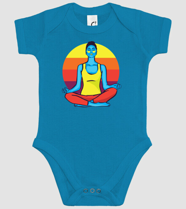 Yoga Meditație Retro model turcoaz pe tricou