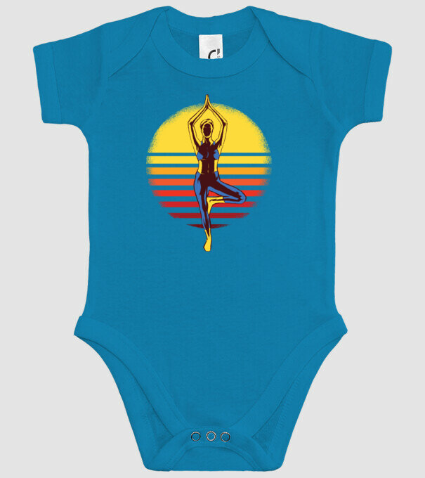 Retro yoga model turcoaz pe tricou