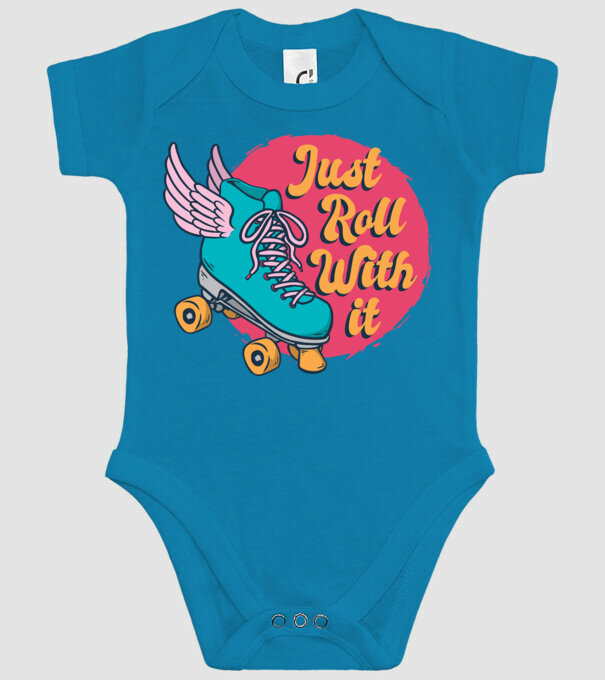 Just Roll with it - patine cu rotile model turcoaz pe tricou