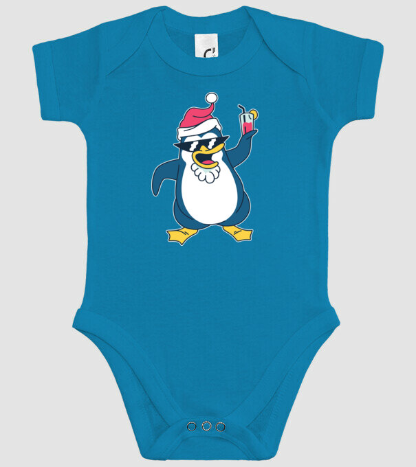 Pinguin de Crăciun model turcoaz pe tricou