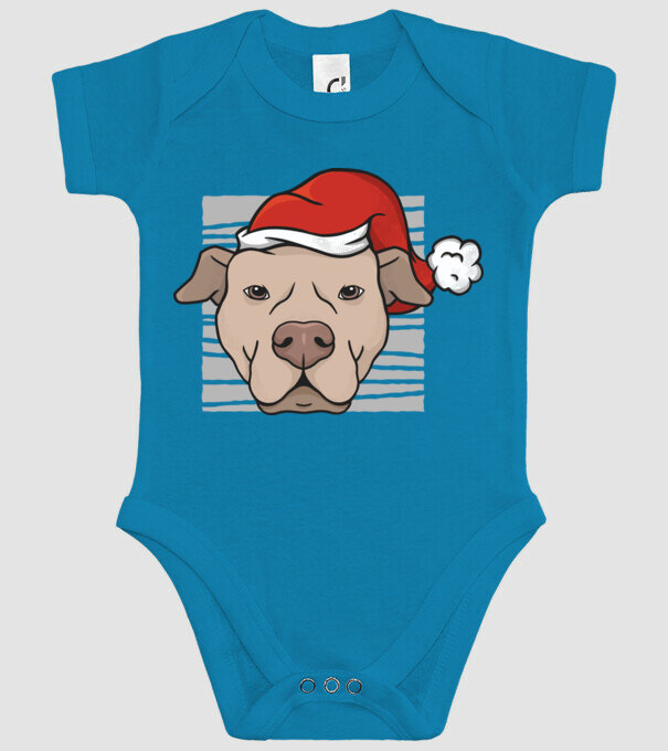 Pitbull de Crăciun model turcoaz pe tricou