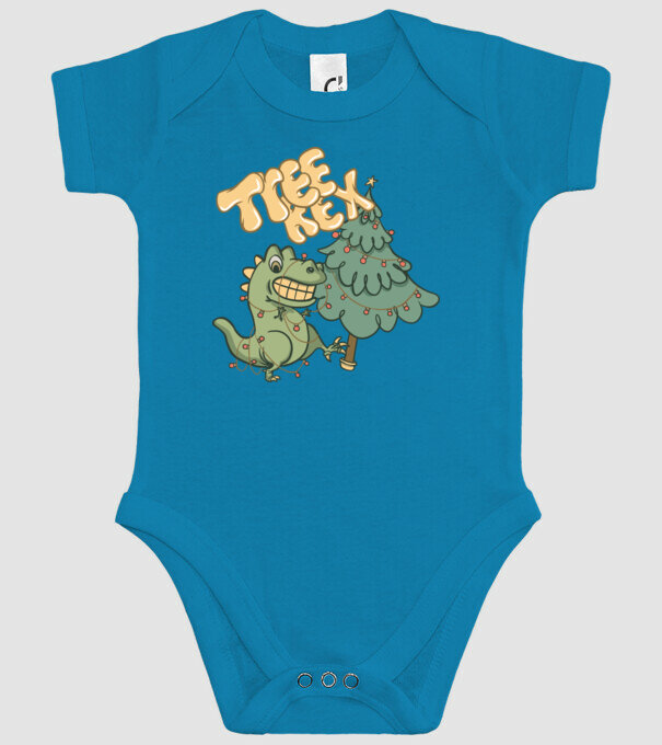 T-rex de Crăciun model turcoaz pe tricou