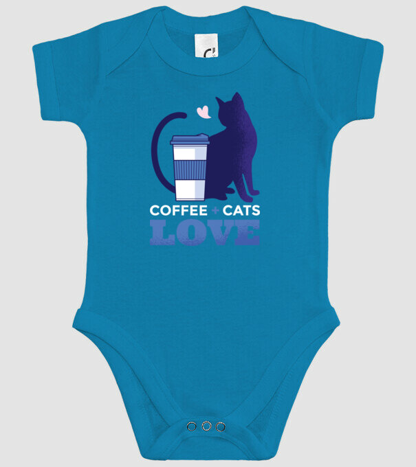 Cafea + Pisici = dragoste model turcoaz pe tricou