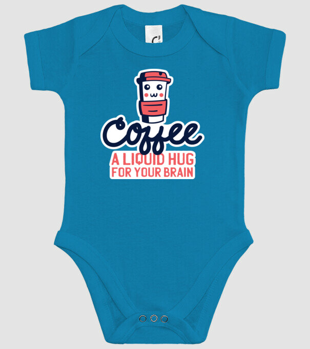 Cafea - o îmbrățișare lichidă pentru creier model turcoaz pe tricou