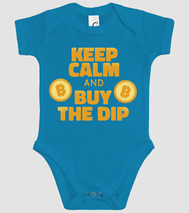 Keep calm and buy the dip Bitcoin model turcoaz pe tricou