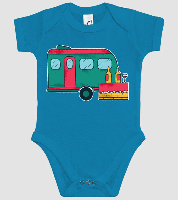 Autorulotă Camping model turcoaz pe tricou