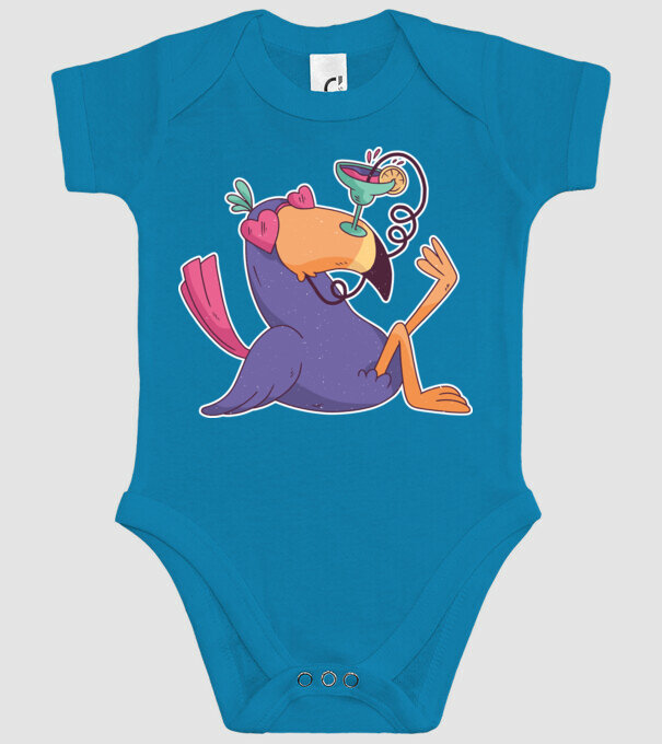 Toucan cu cocktail model turcoaz pe tricou
