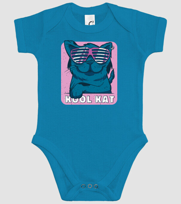 Kool Cat - Pisică Cool model turcoaz pe tricou