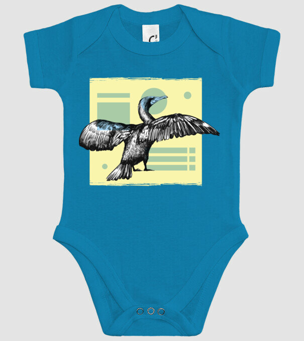 Pasăre cormoran model turcoaz pe tricou