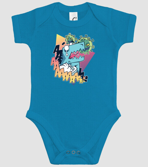 Covid Dino model turcoaz pe tricou