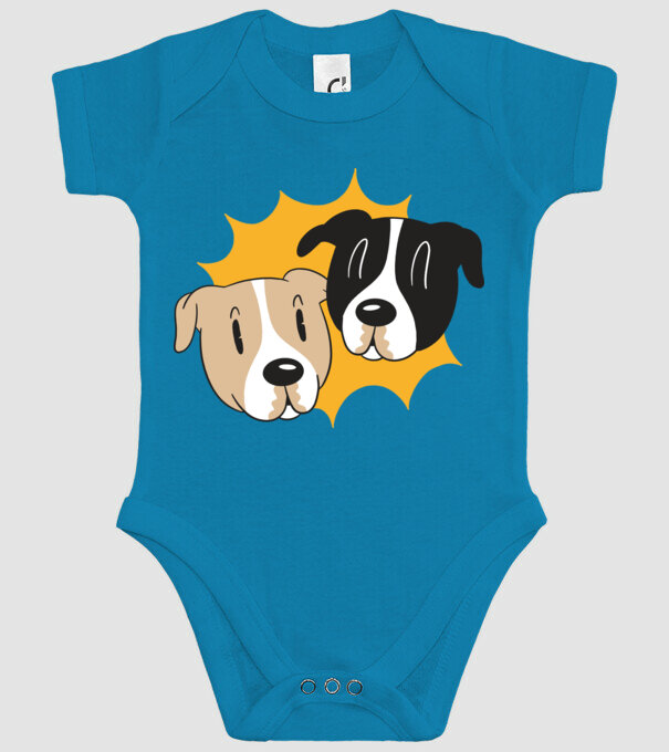 Capete de câini model turcoaz pe tricou