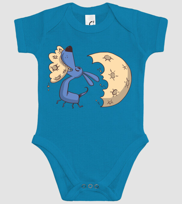 Câine Luna Mușcătură model turcoaz pe tricou