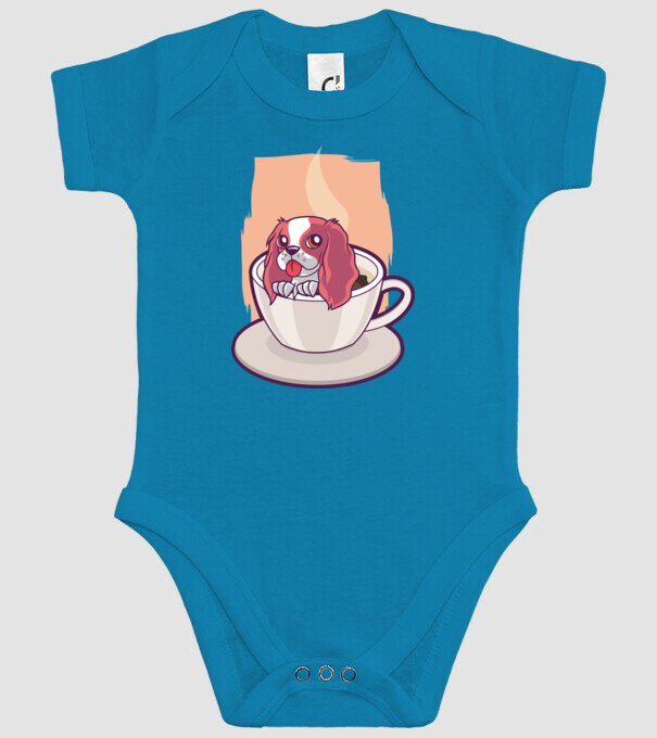 Cafea câine model turcoaz pe tricou