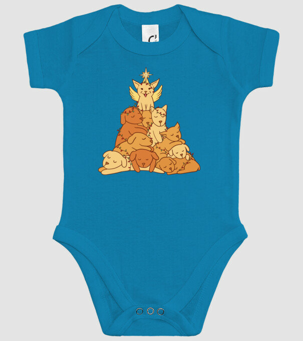 Pom de Crăciun cu Câine model turcoaz pe tricou