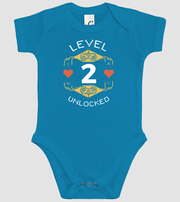 Level 2 Unlocked Gamer Birthday model turcoaz pe tricou