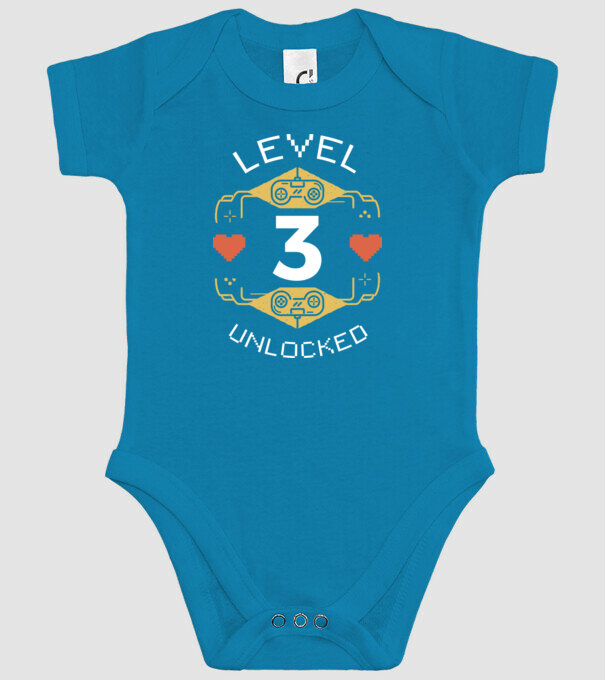 Level 3 Unlocked Gamer Birthday model turcoaz pe tricou