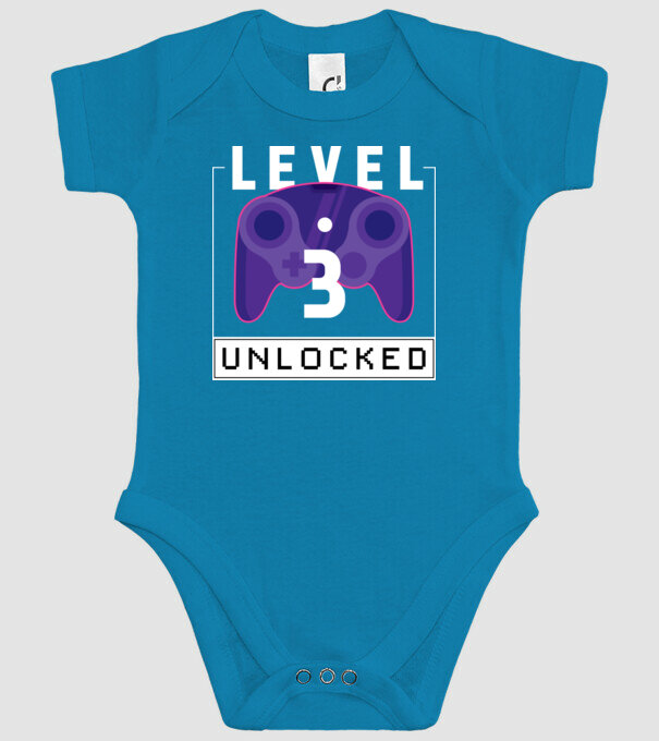 Level 3 Unlocked Gamer Birthday model turcoaz pe tricou