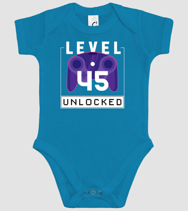Level 45 Unlocked Gamer Birthday model turcoaz pe tricou