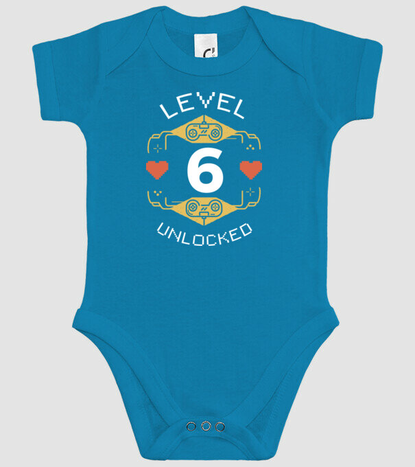 Level 6 Unlocked Gamer Birthday model turcoaz pe tricou