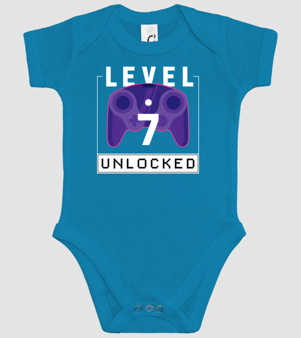 Level 7 Unlocked Gamer Birthday model turcoaz pe tricou