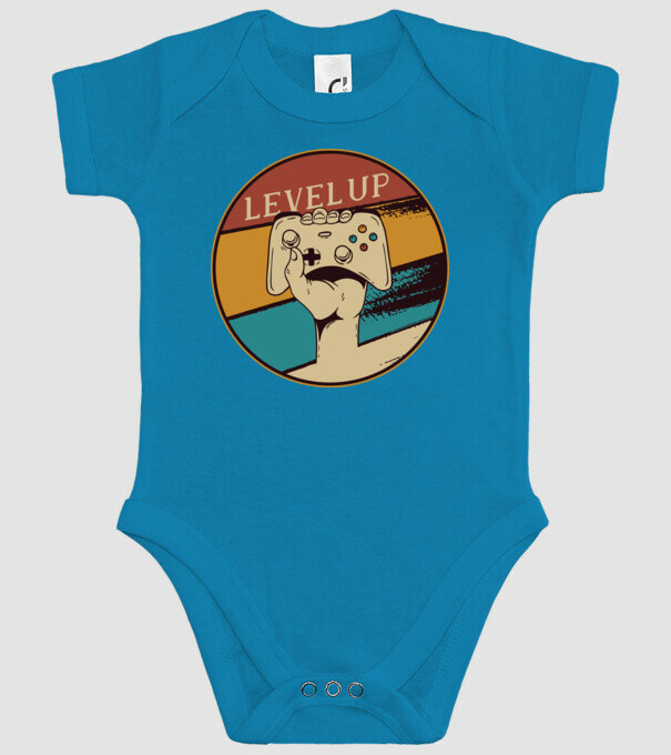Level up - Trecere nivel Gamer model turcoaz pe tricou
