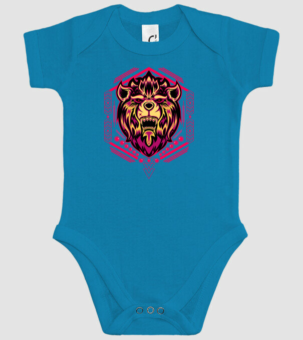 Lion geometry model turcoaz pe tricou