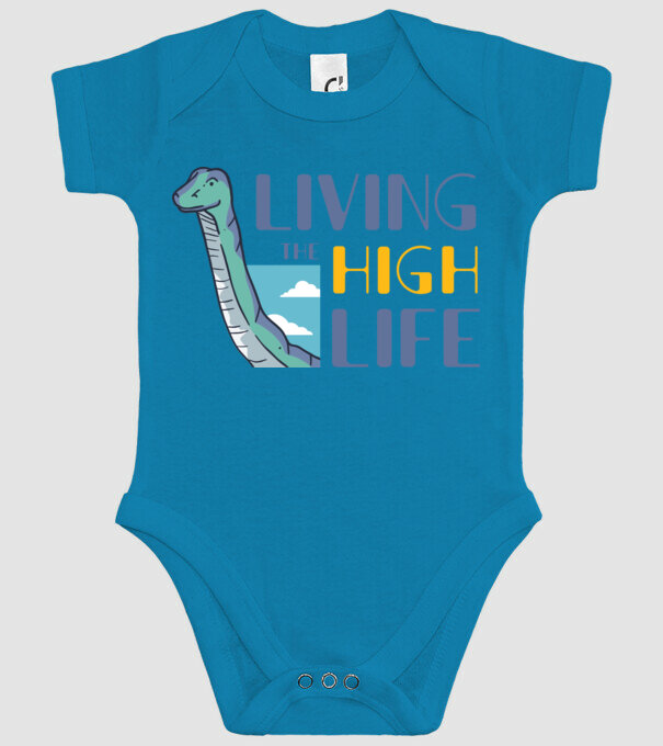 Living the High Life Dinosaur model turcoaz pe tricou