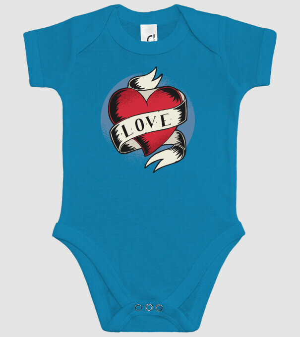 'Love Tatuaj pentru Valentine''s Day' model turcoaz pe tricou