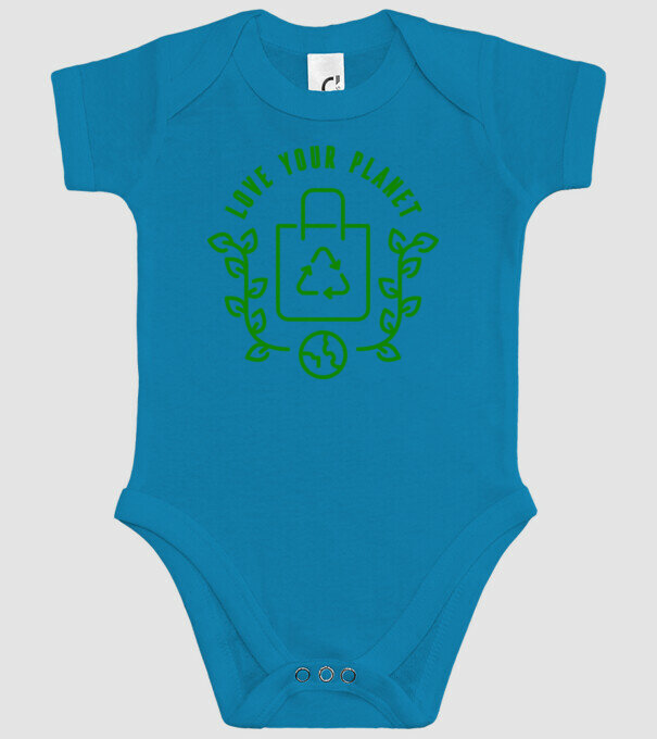 Love Your Planet - Ziua Pământului model turcoaz pe tricou