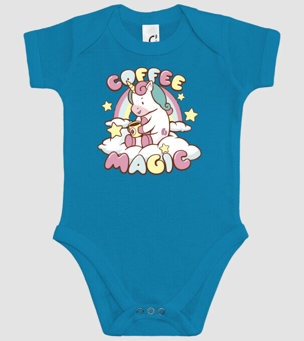 Cafea Magică Unicorn model turcoaz pe tricou