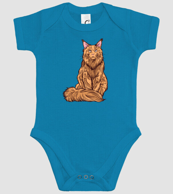 Pisică Maine Coon model turcoaz pe tricou