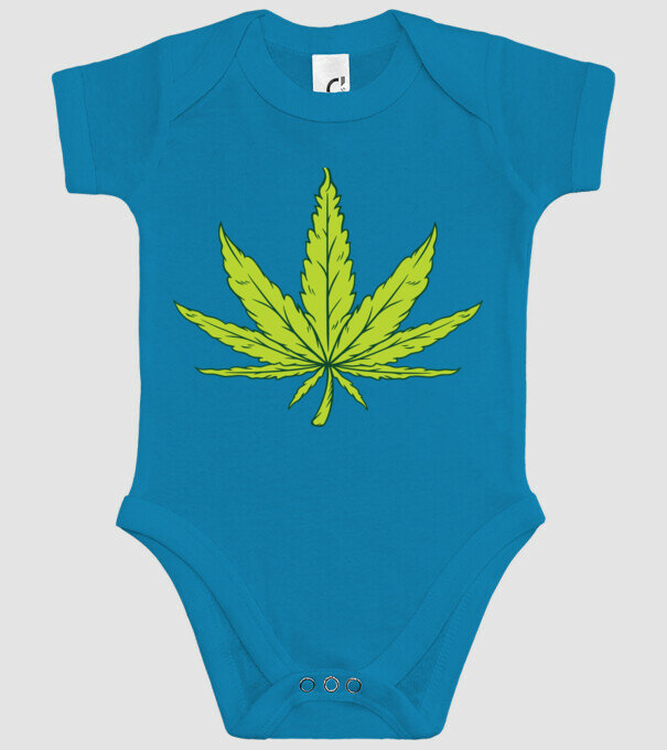 Frunză de marijuana model turcoaz pe tricou