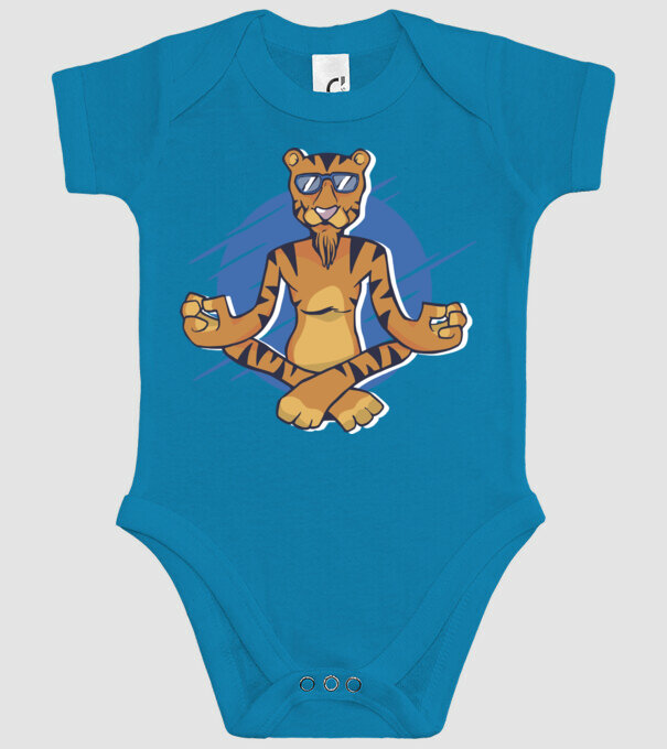 Tigru meditator model turcoaz pe tricou