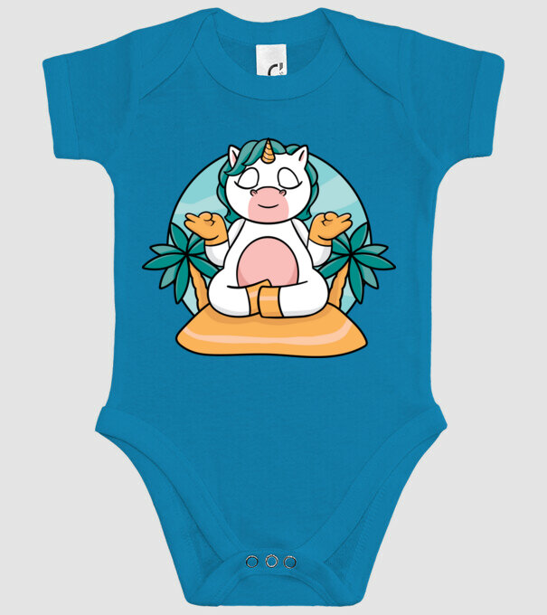 Unicornul meditator model turcoaz pe tricou