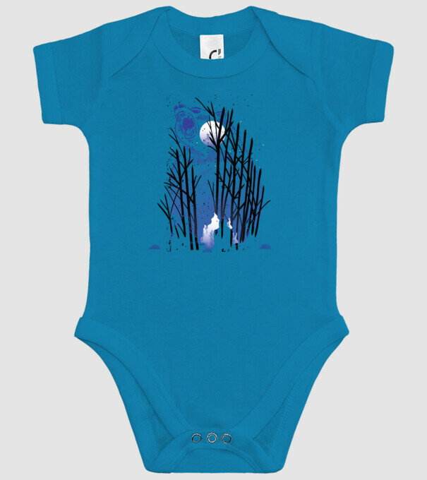 Urs în pădure noaptea model turcoaz pe tricou