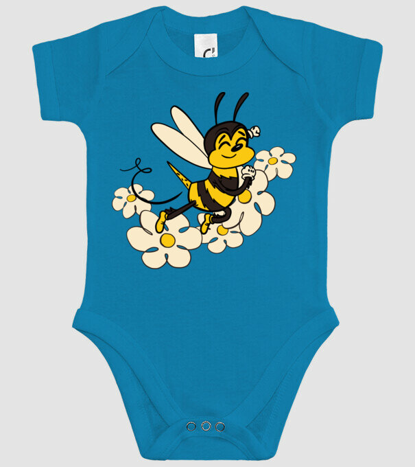 Albină Floare model turcoaz pe tricou