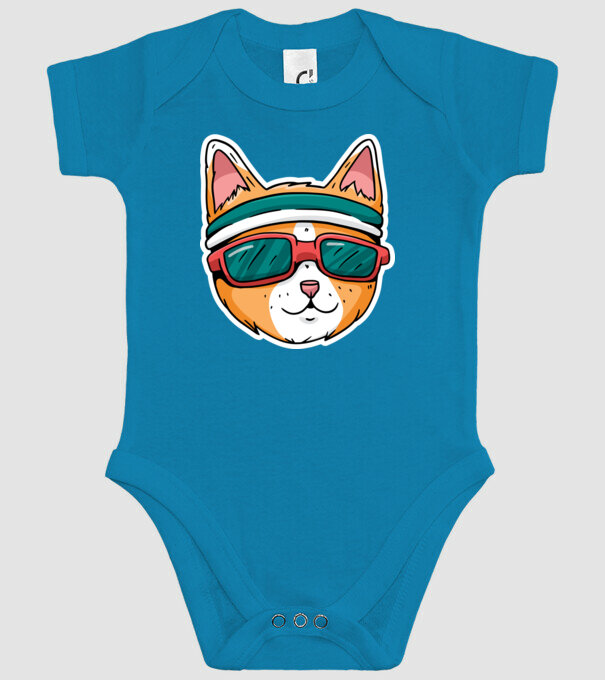 Pisică Cool model turcoaz pe tricou