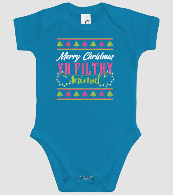 Merry Christmas Ya Filthy Animal model turcoaz pe tricou