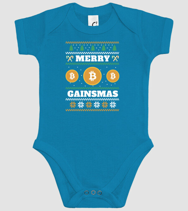 Merry Gainmas Bitcoin tricou cu pulovăr urât model turcoaz pe tricou