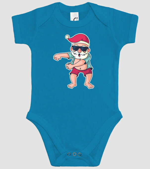 Moș Crăciun dans Floss DAB model turcoaz pe tricou