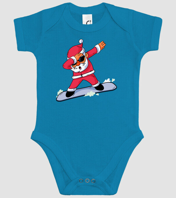 Moș Crăciun Snowboard DAB tricou amuzant model turcoaz pe tricou