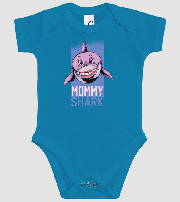 Mommy Shark tricou pentru mama model turcoaz pe tricou