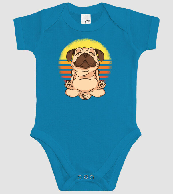 Mops Yoga tricou model turcoaz pe tricou