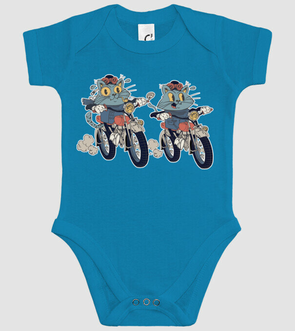 Pisicuțe motocicliste model turcoaz pe tricou