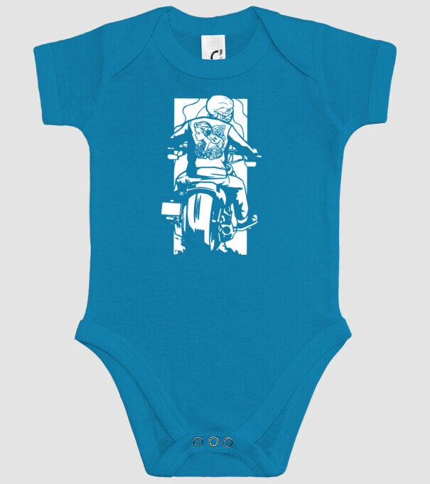 Craniu Motociclist model turcoaz pe tricou