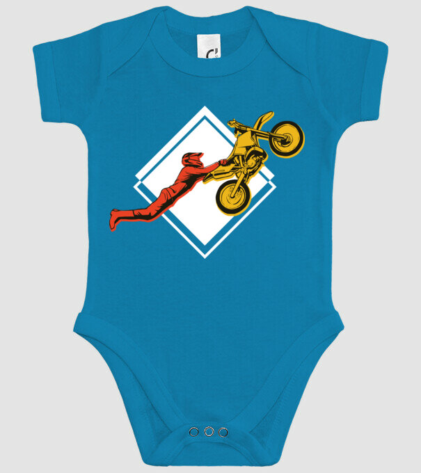 Săritură motocicletă model turcoaz pe tricou