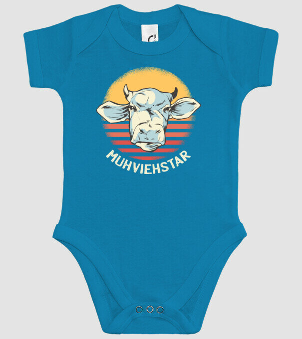 Vacă Muhviehstar model turcoaz pe tricou